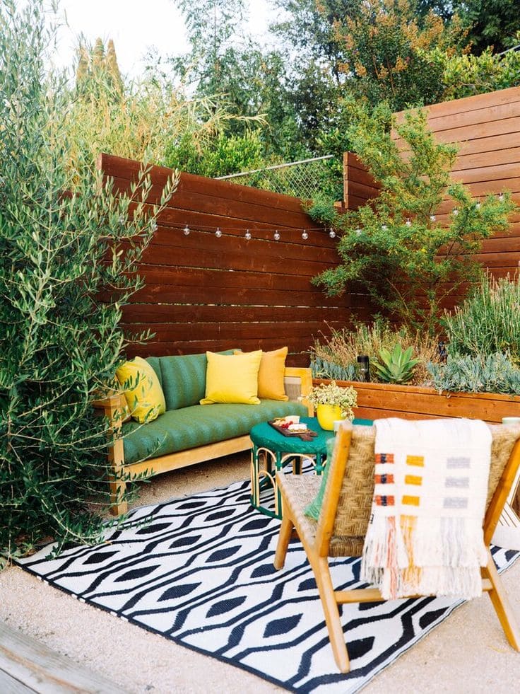 Colorful Outdoor Corner with Contemporary Seating