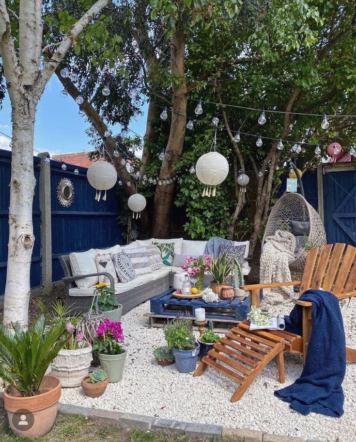 Playful Garden Living Room with Rustic Accents