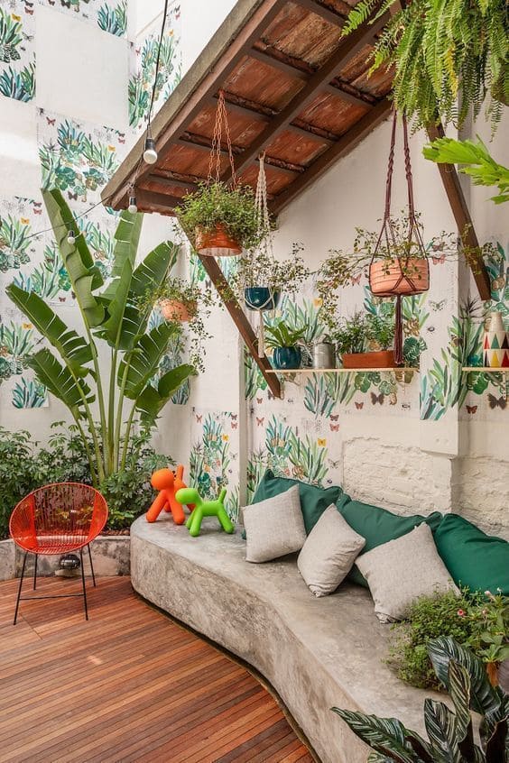 Tropical Patio with Bright Accents