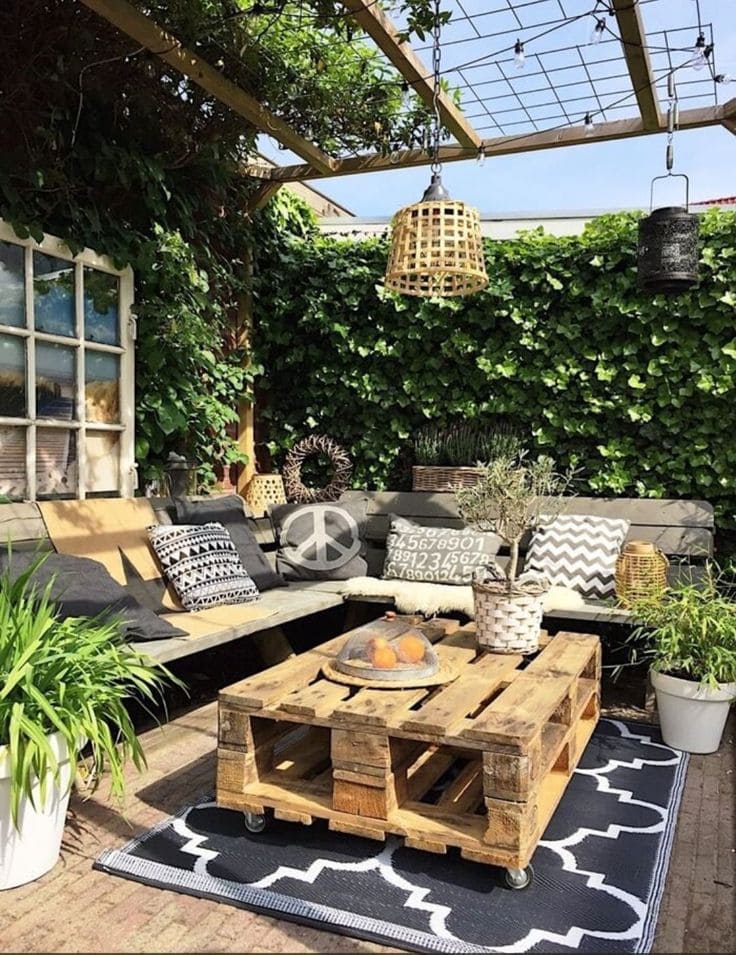 Rustic Pergola Garden Living Space