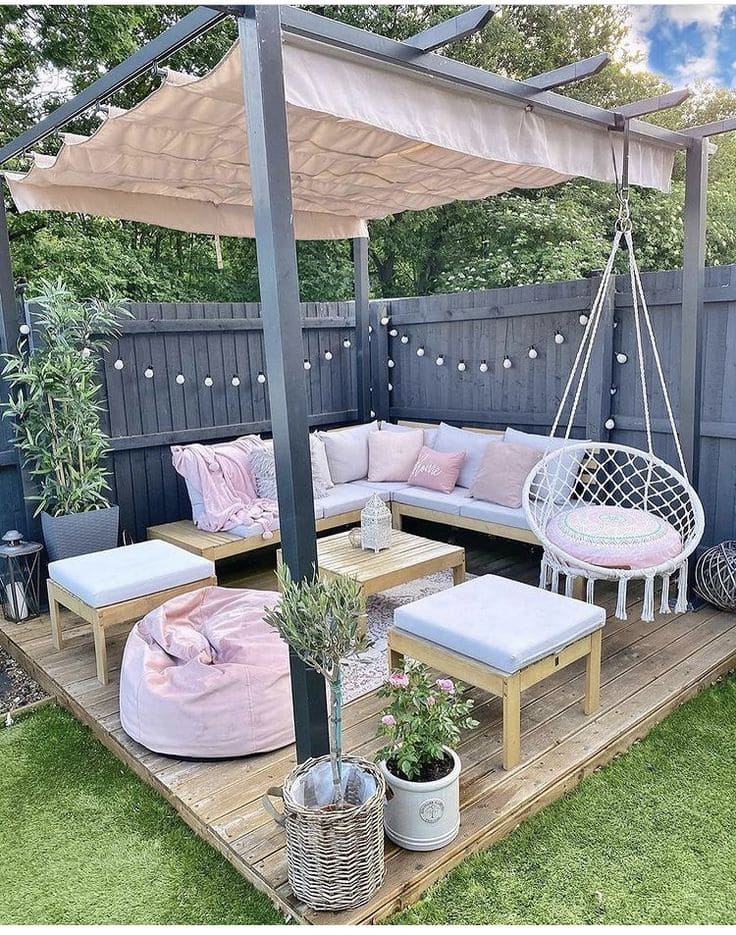 Soft Pink Outdoor Living Area