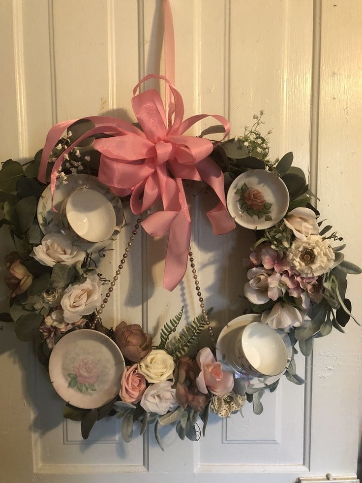Graceful Vintage Teacup Wreath