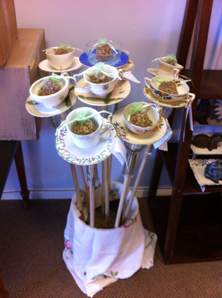 Enchanting Vintage Cup Garden Centerpiece