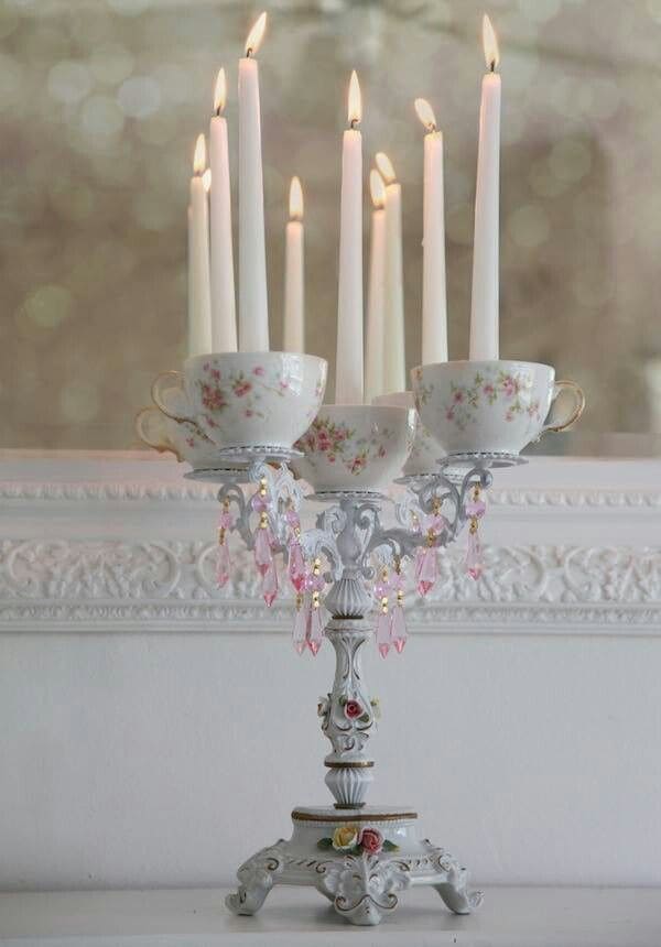 Enchanting Vintage Teacup Candleholder Centerpiece