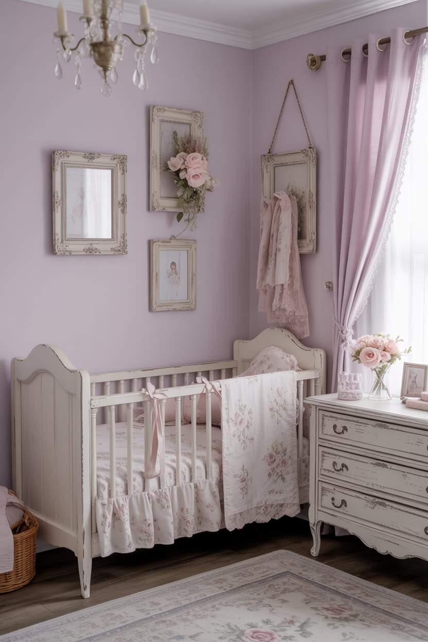 whimsical unicorn nursery with LED light canopy gold stars and pink walls