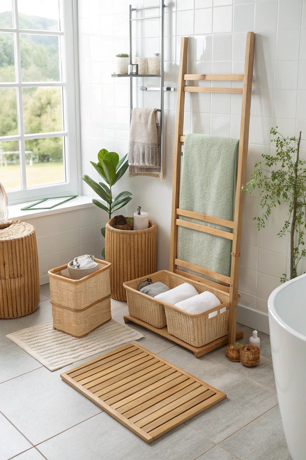 Bamboo bathroom accessories
