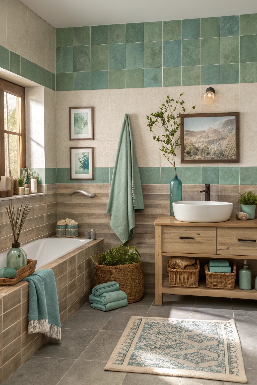 Muted color palette in bathroom