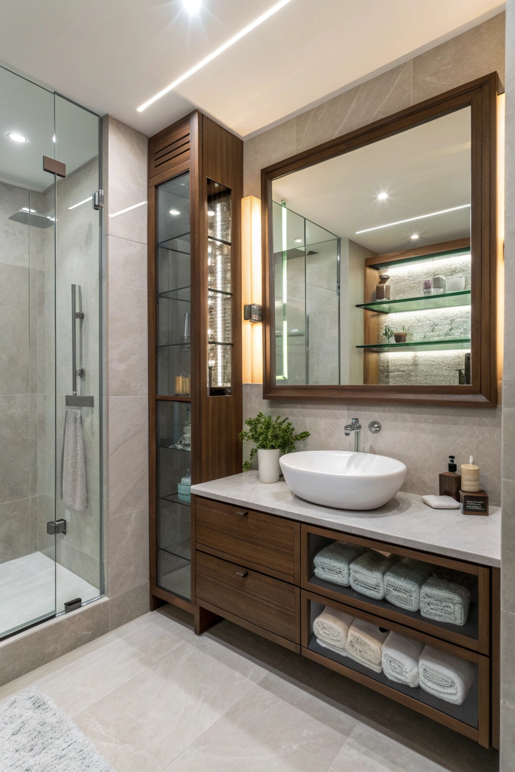 Glass bathroom shelves