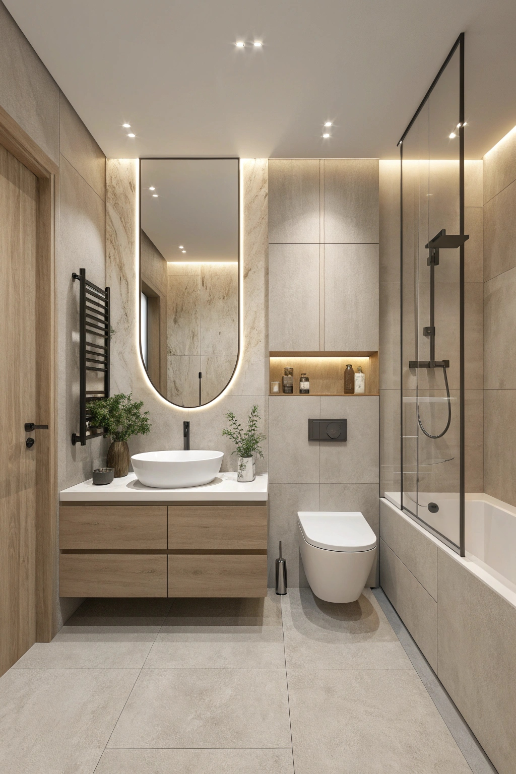 Minimalist bathroom shelves