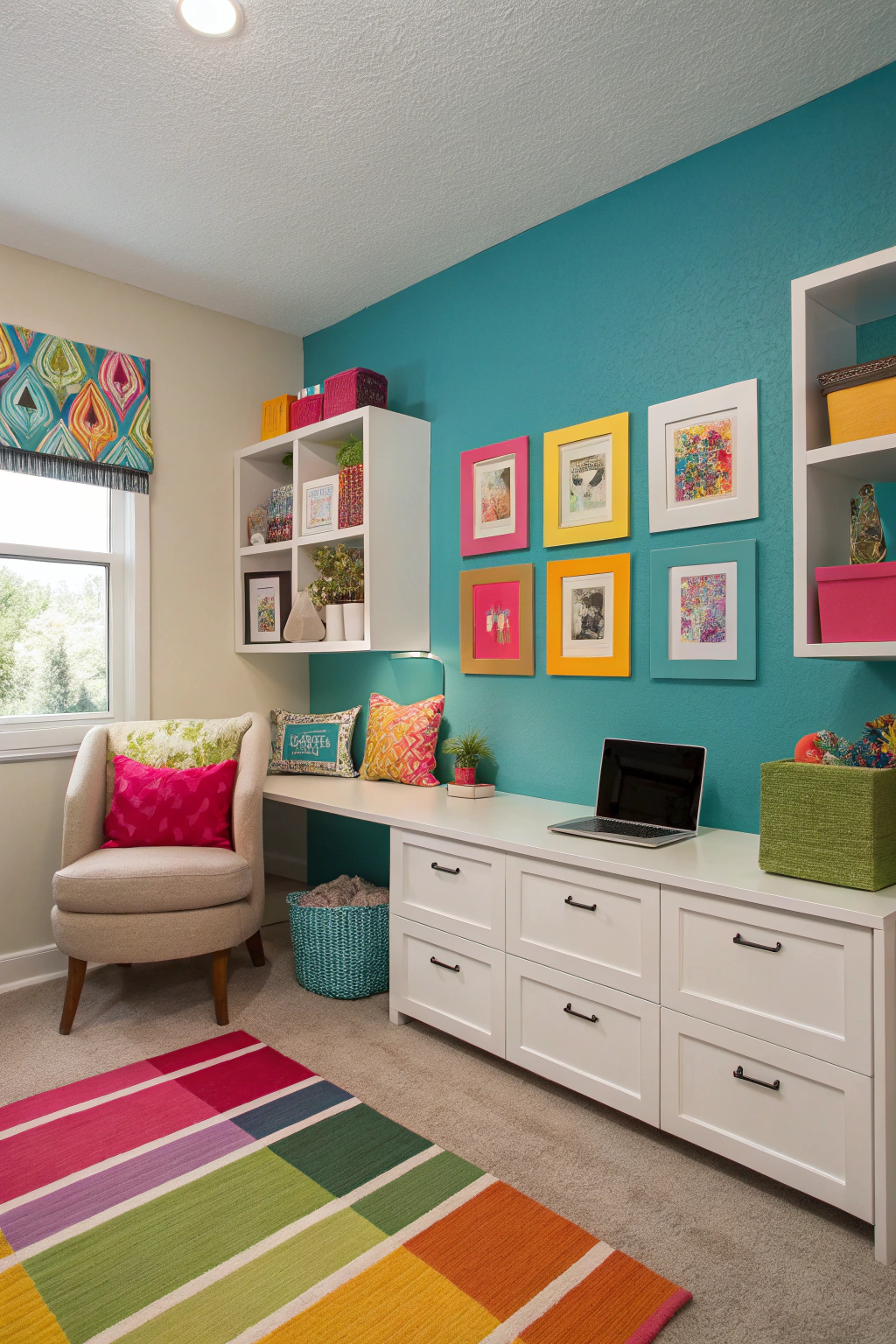 Colorful accents in small office