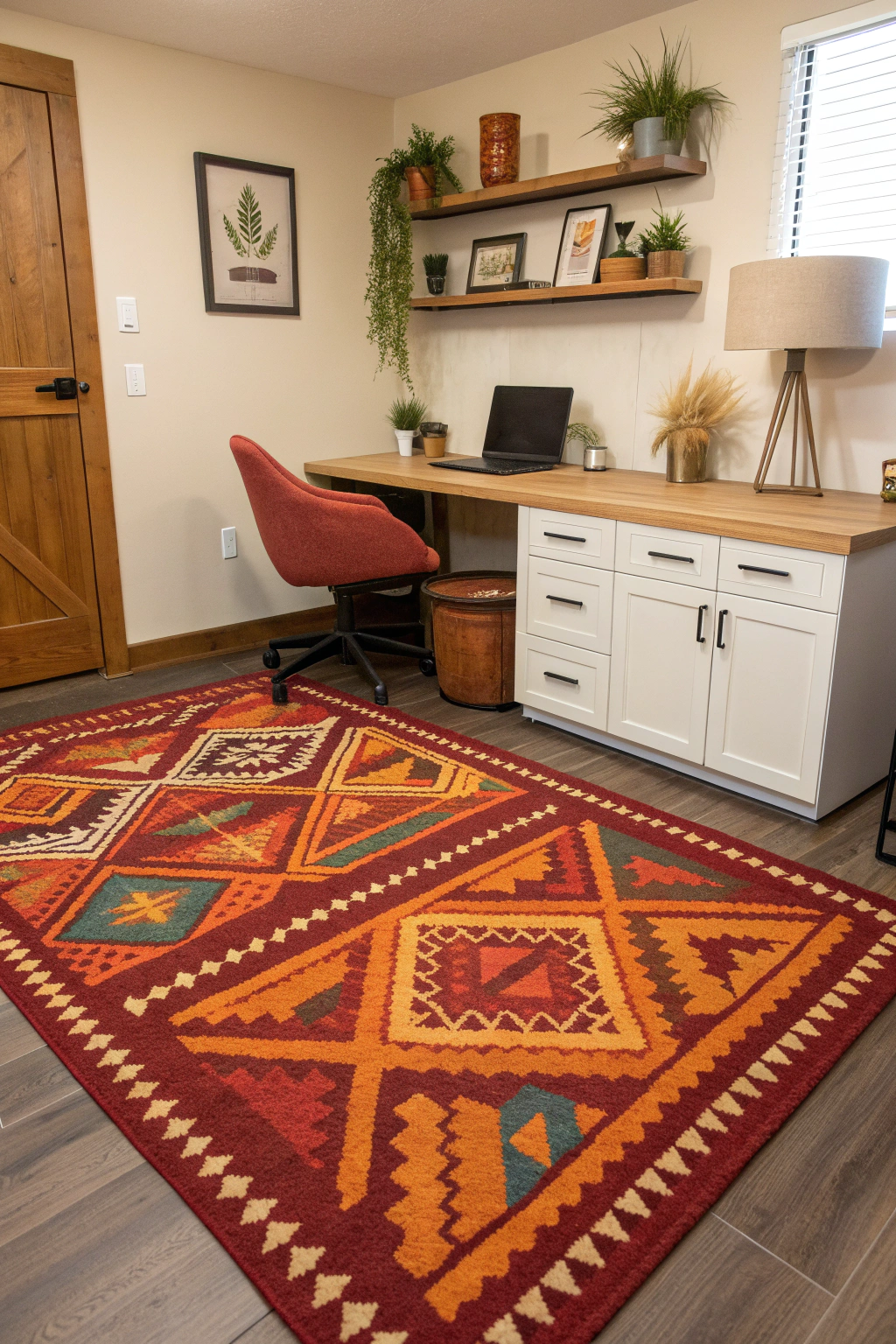 Statement rug in office