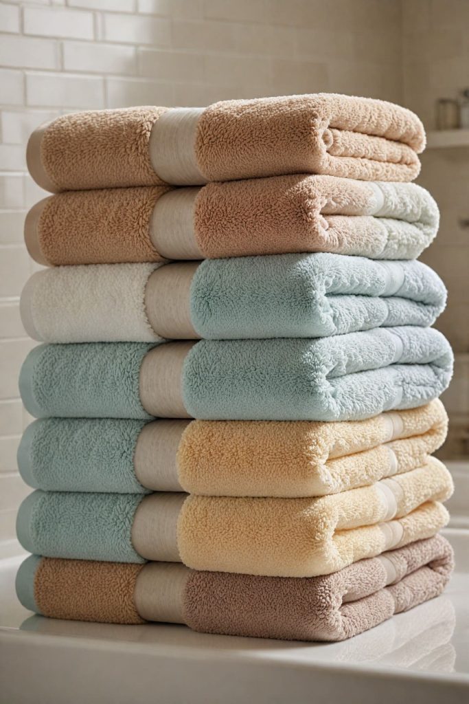 Stack of pastel-colored towels