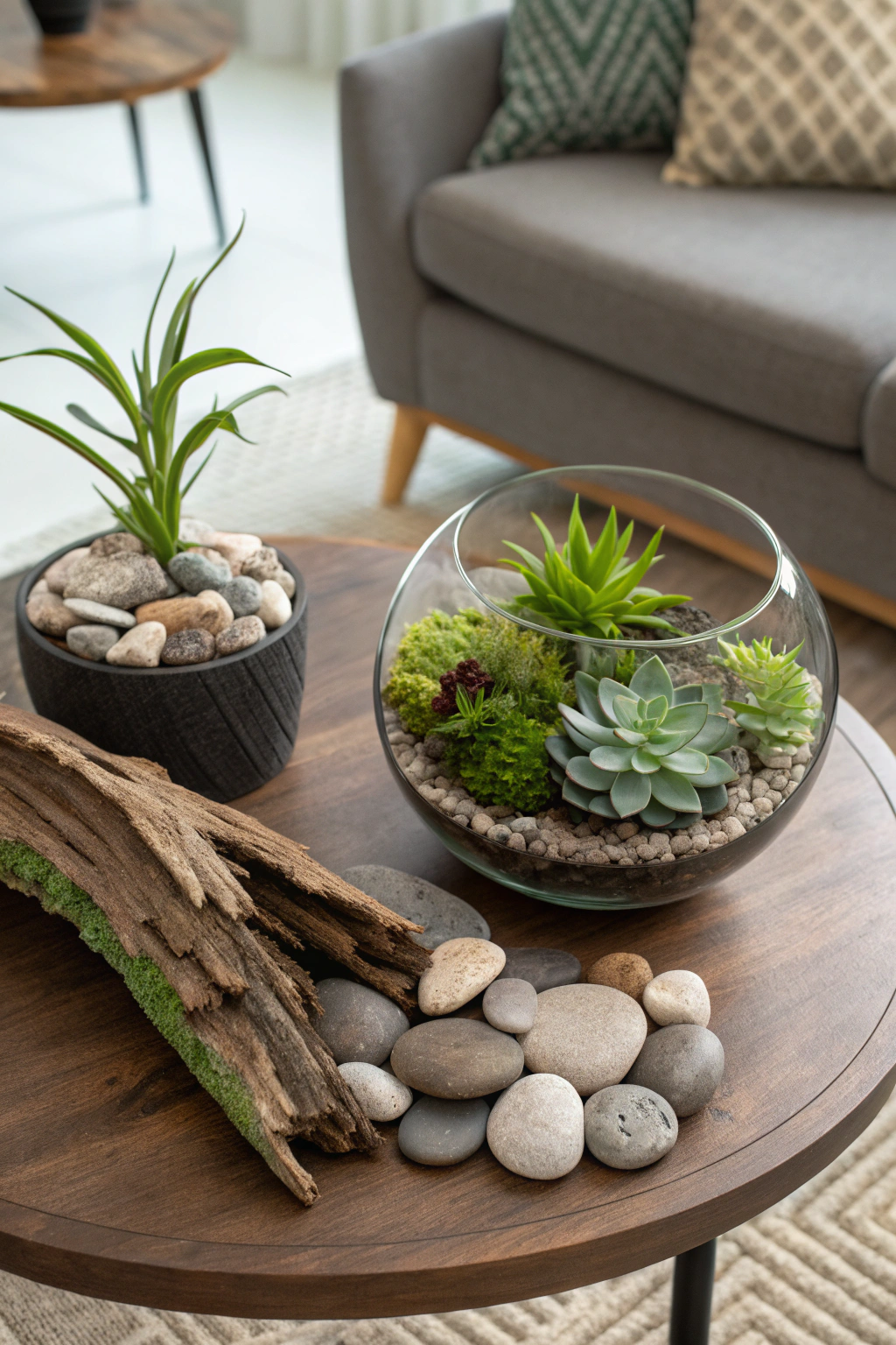 Natural elements on coffee table