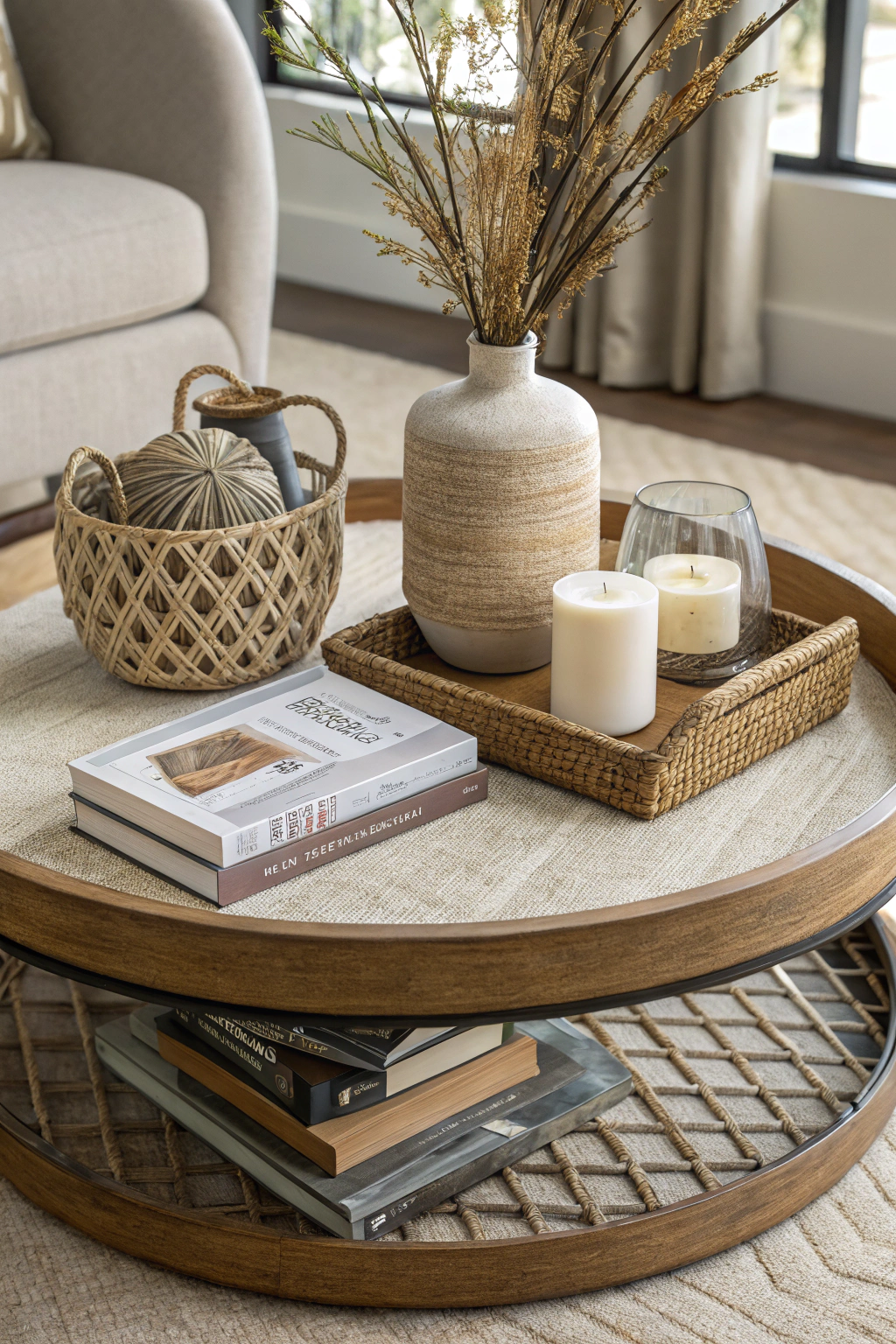Layered textures on coffee table