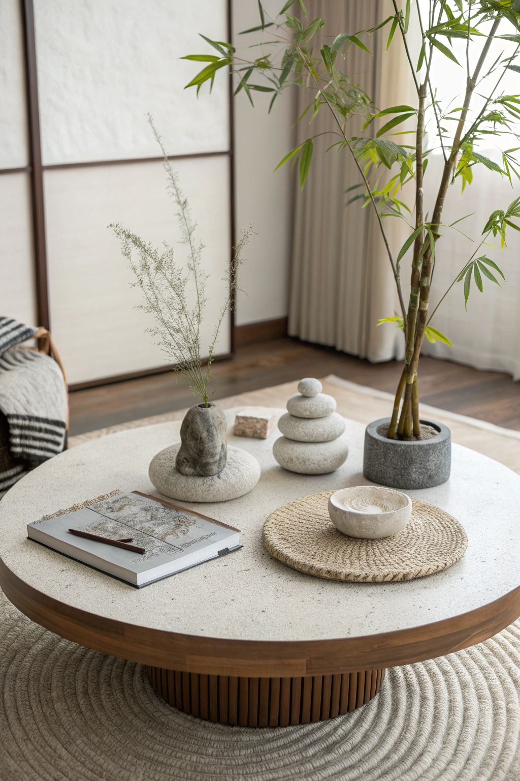 Zen coffee table decor
