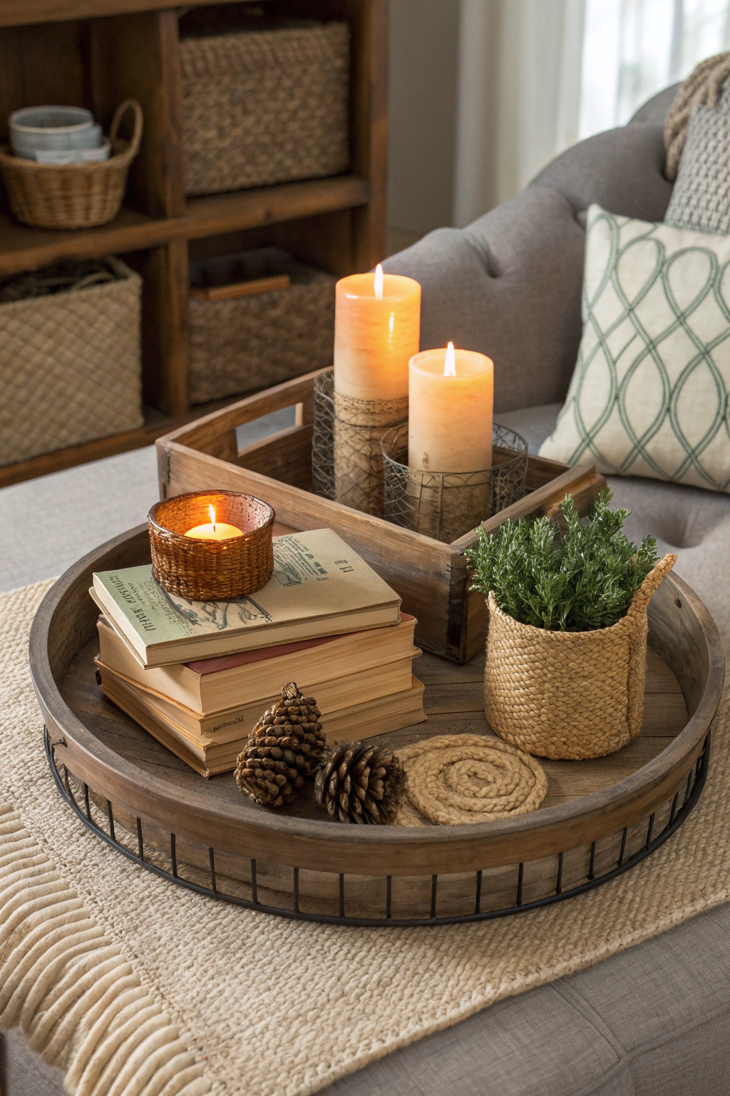 Rustic coffee table decor