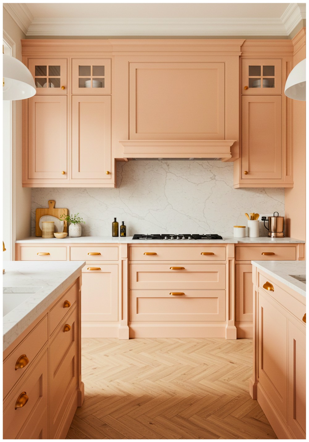 Transitional Peach Kitchen