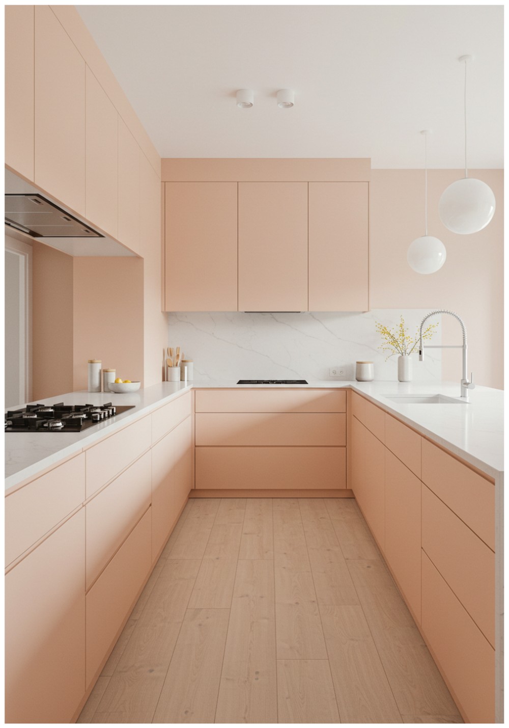 Minimalist Peach Kitchen