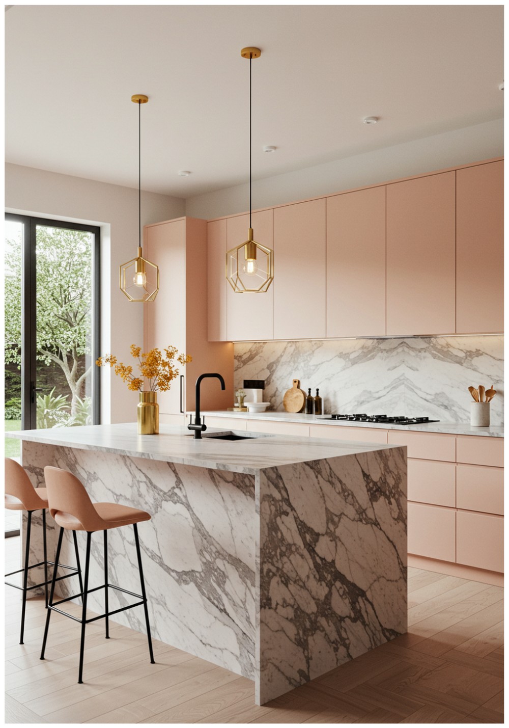 Contemporary Peach Kitchen
