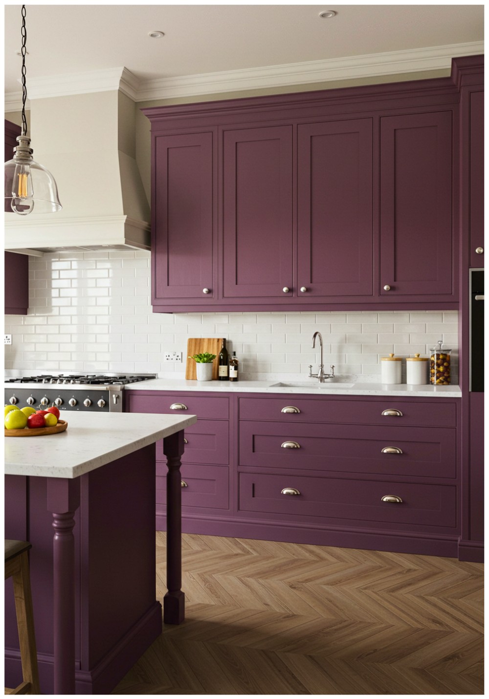 Transitional Plum Kitchen Cabinets