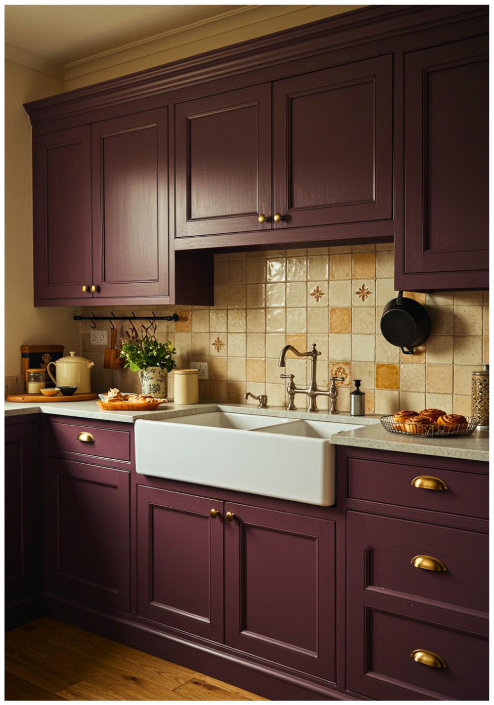 Traditional Plum Kitchen Cabinets