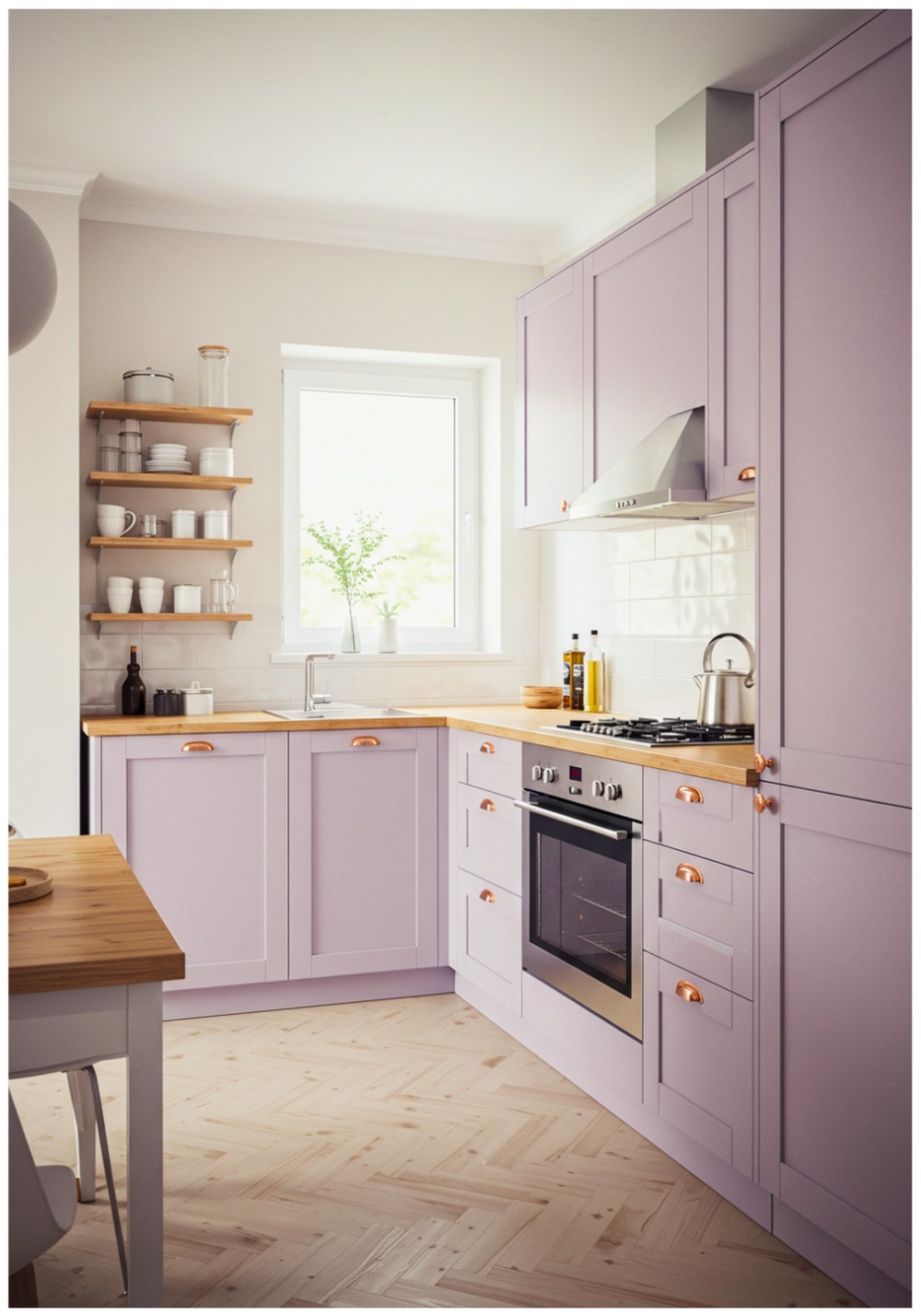 Scandinavian Plum Kitchen Cabinets