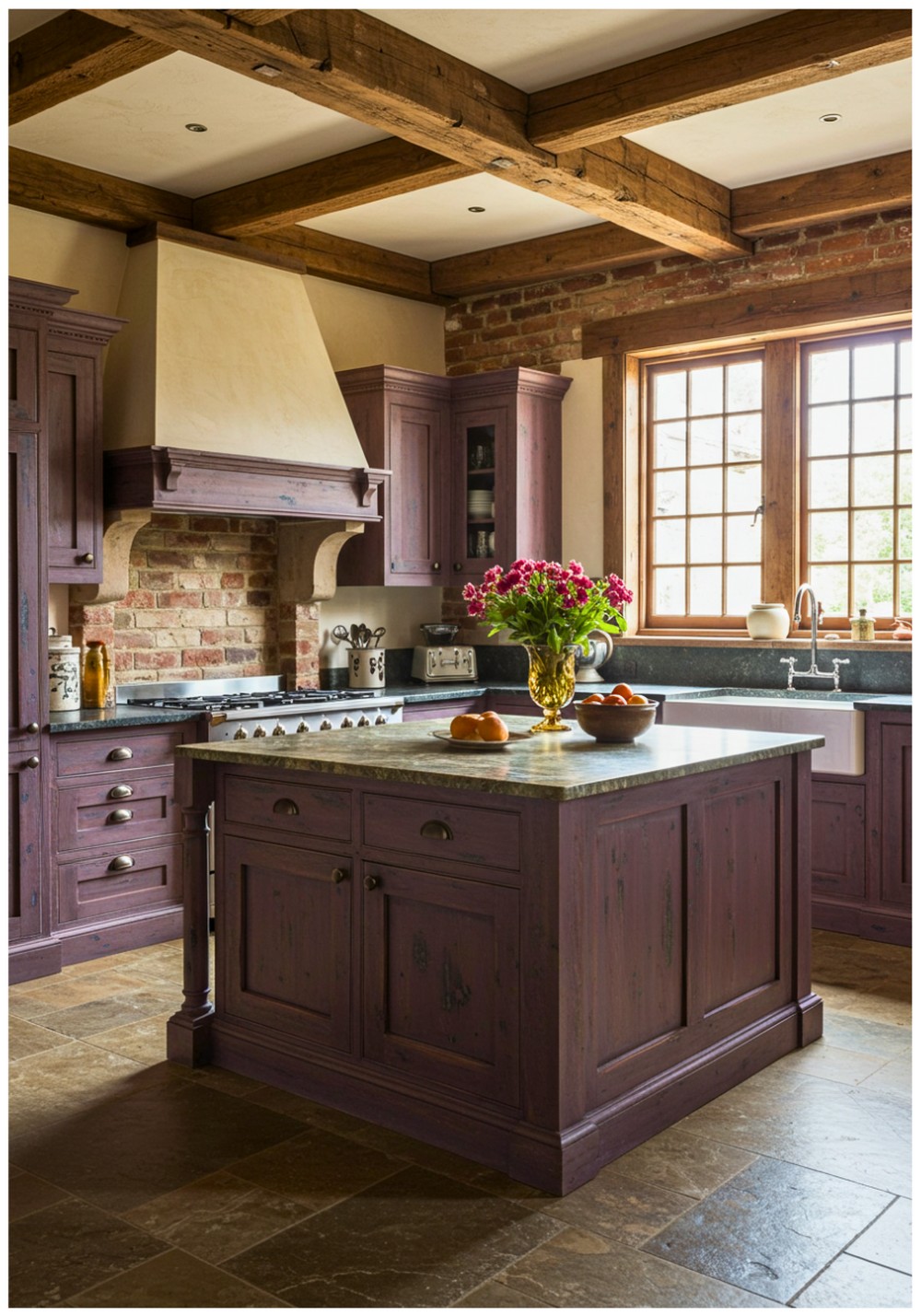 Rustic Plum Kitchen Cabinets