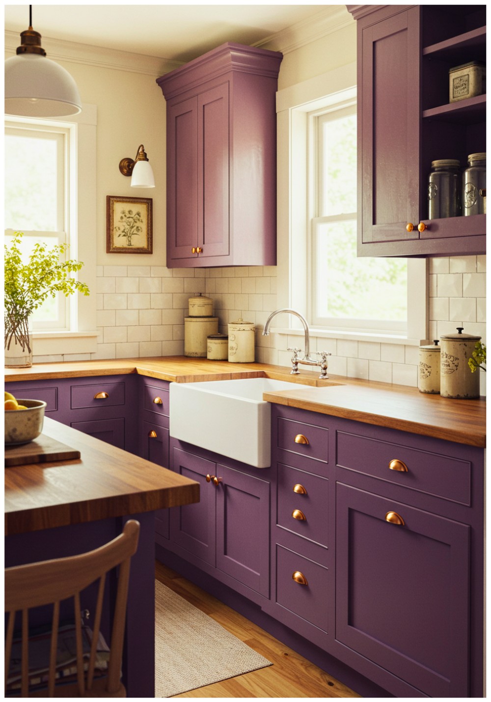Farmhouse Plum Kitchen Cabinets