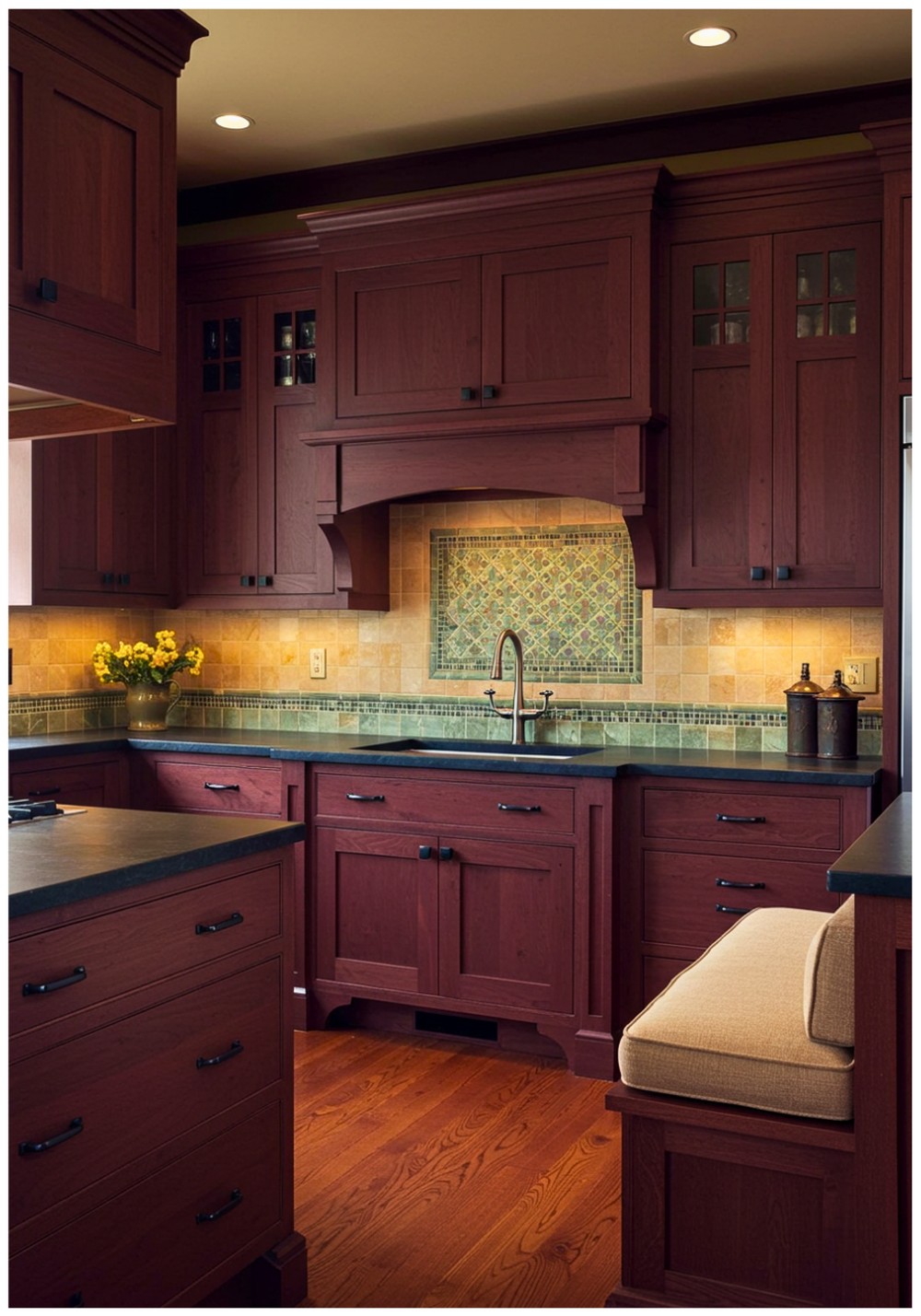 Craftsman Plum Kitchen Cabinets