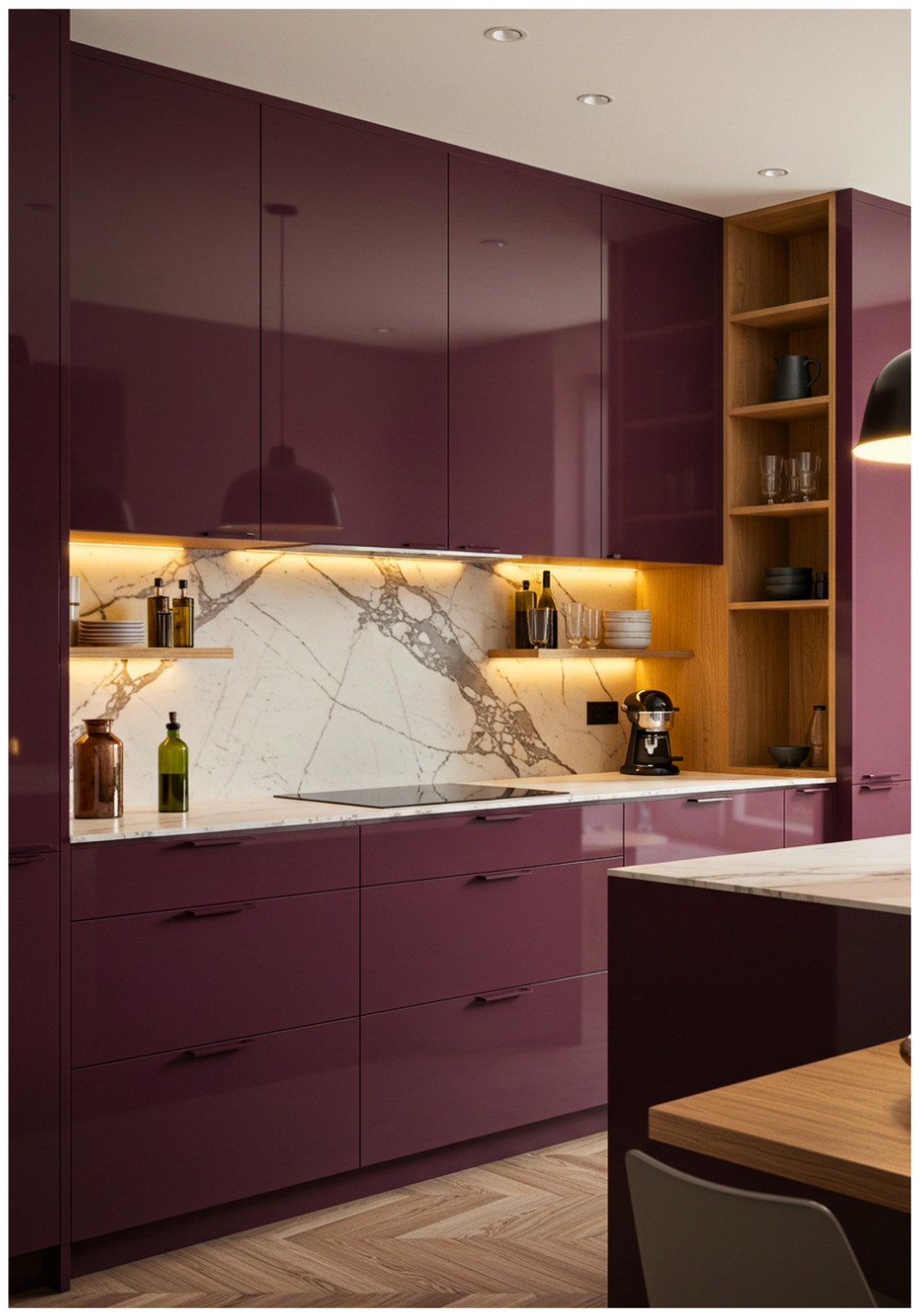 Contemporary Plum Kitchen Cabinets