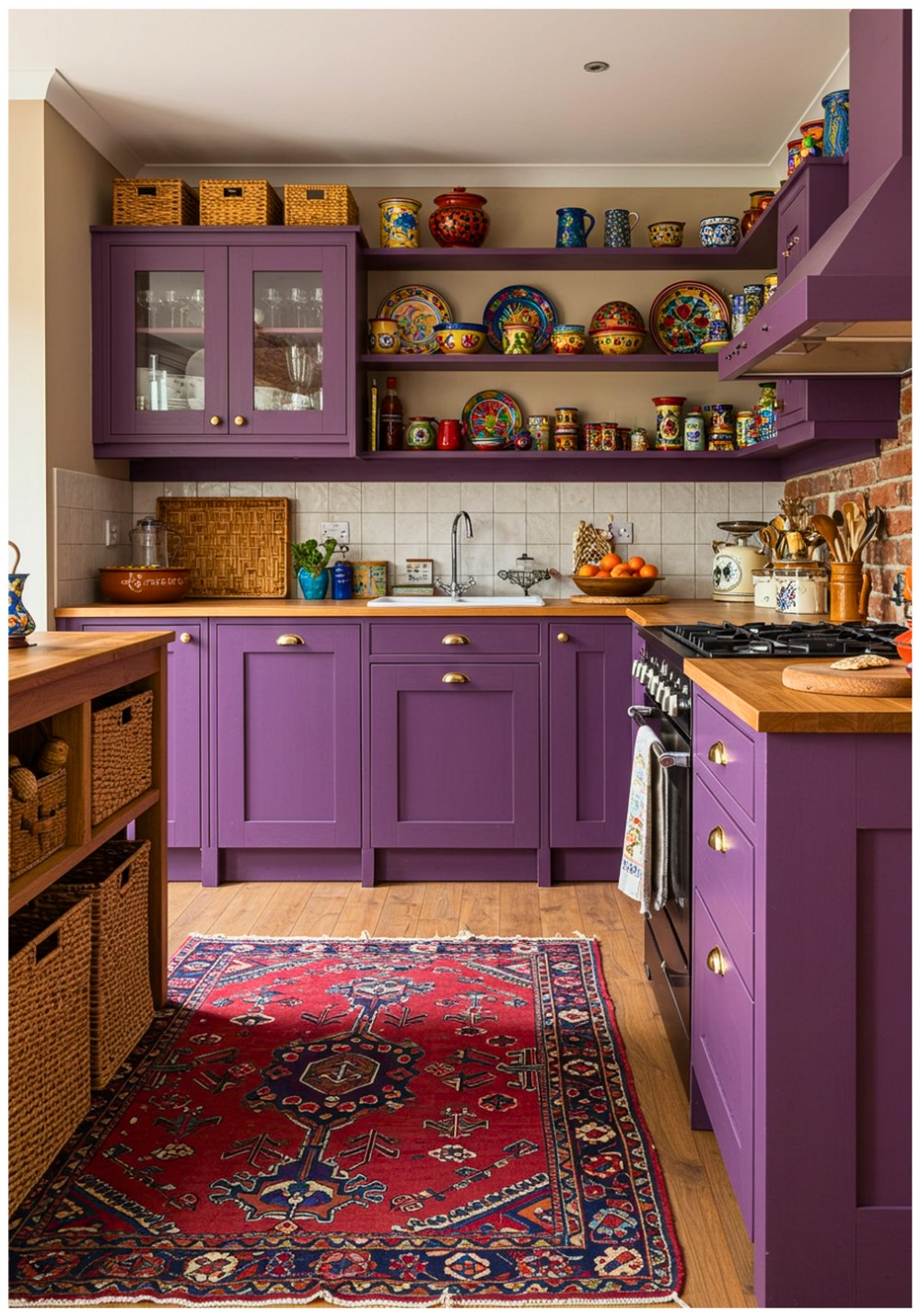 Bohemian Plum Kitchen Cabinets