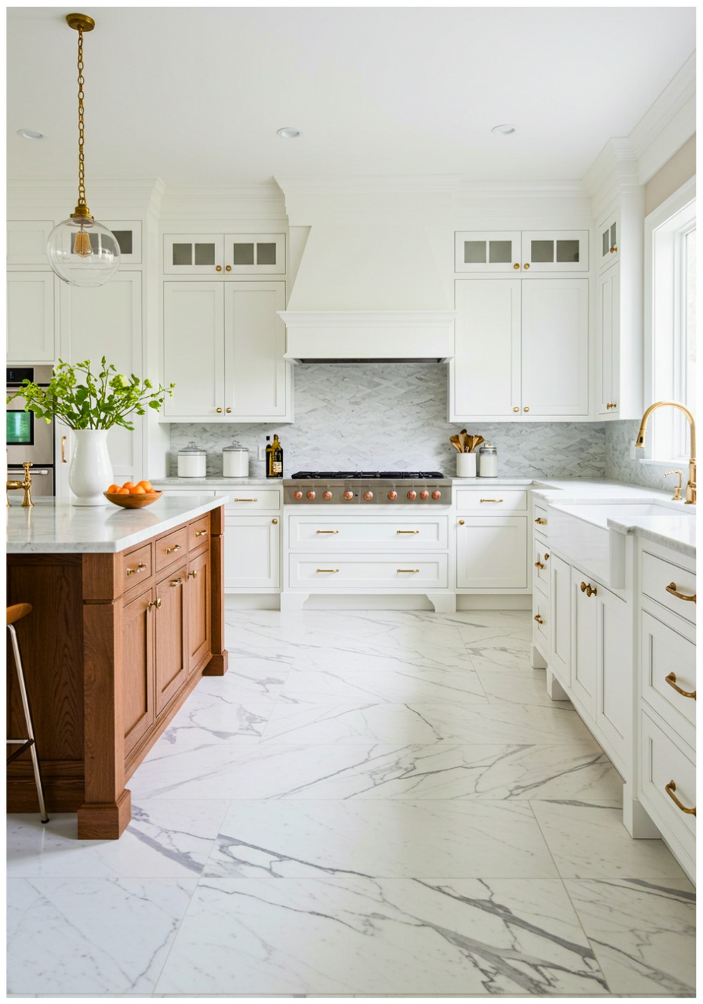 Transitional White Floor Kitchen