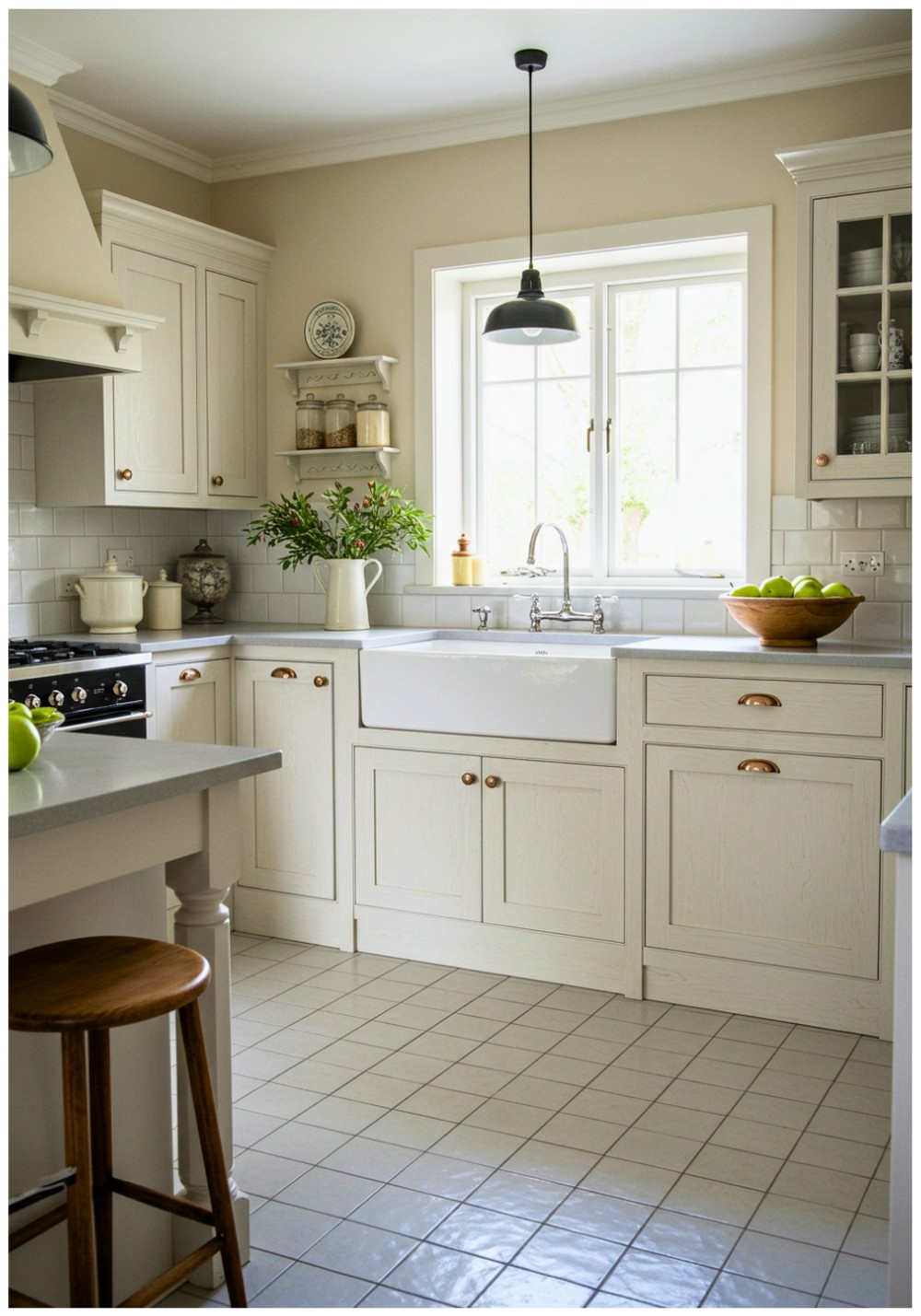 Traditional White Floor Kitchen
