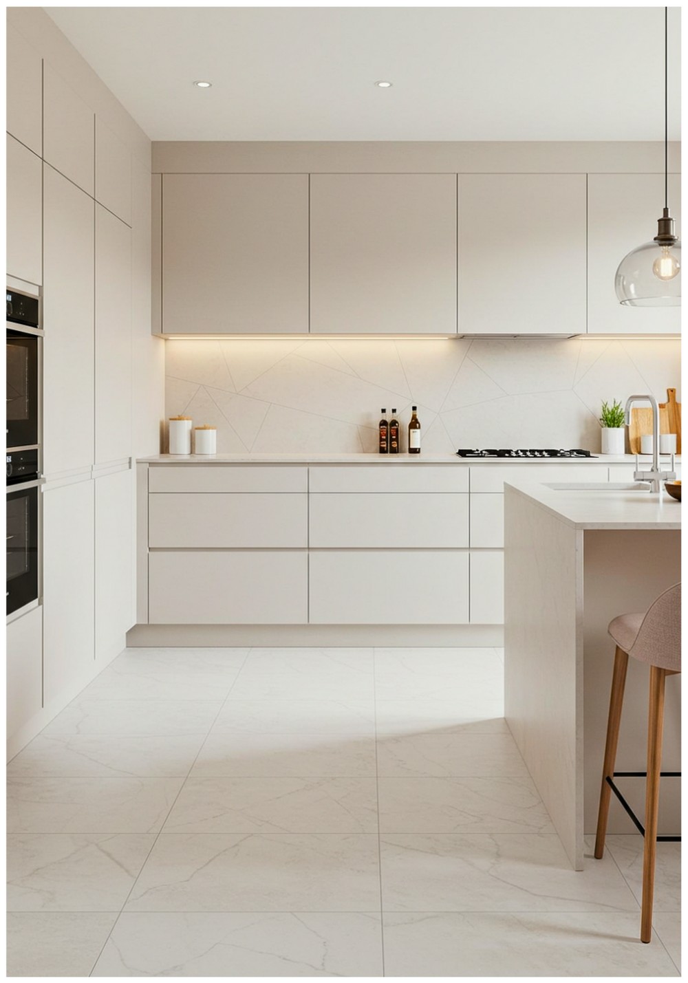 Contemporary White Floor Kitchen