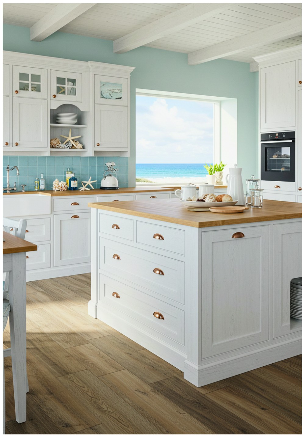 Coastal White and Timber Kitchen