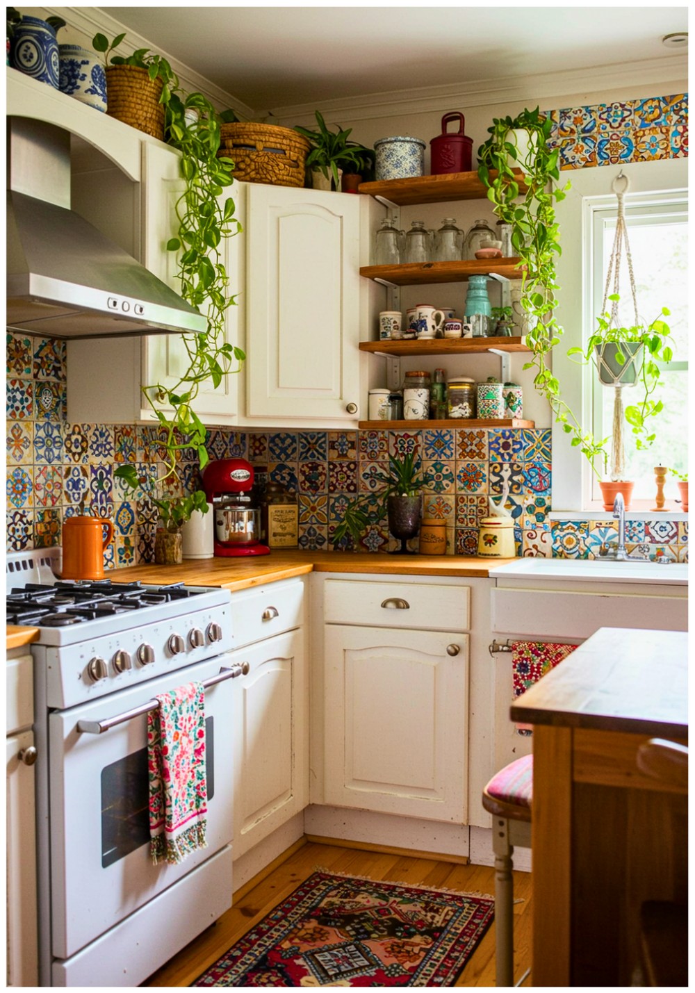 Bohemian White and Timber Kitchen