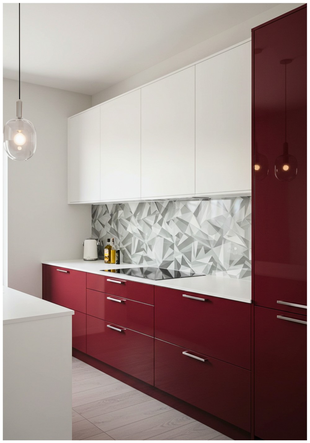 Contemporary Burgundy Kitchen