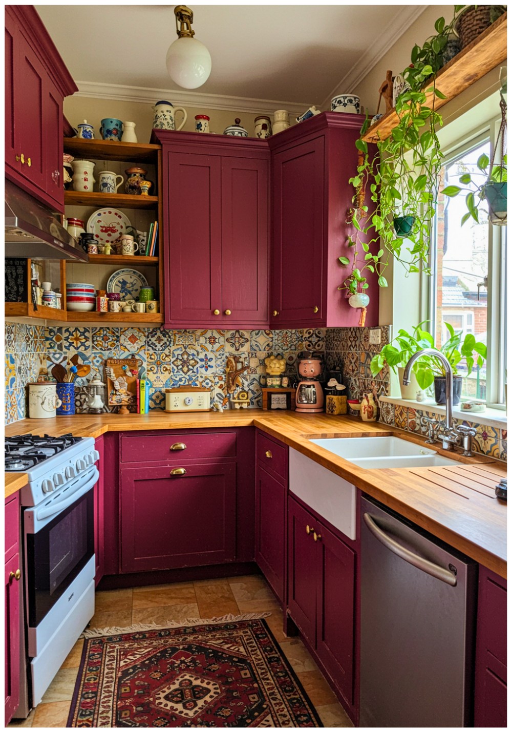 Bohemian Burgundy Kitchen