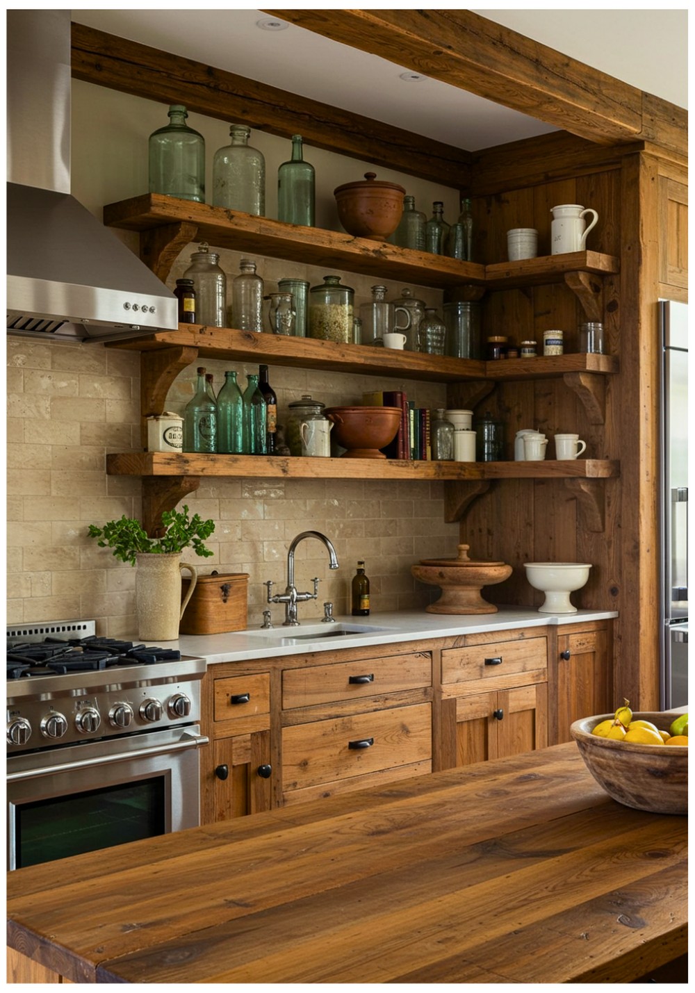 Reclaimed Pine Open Shelving