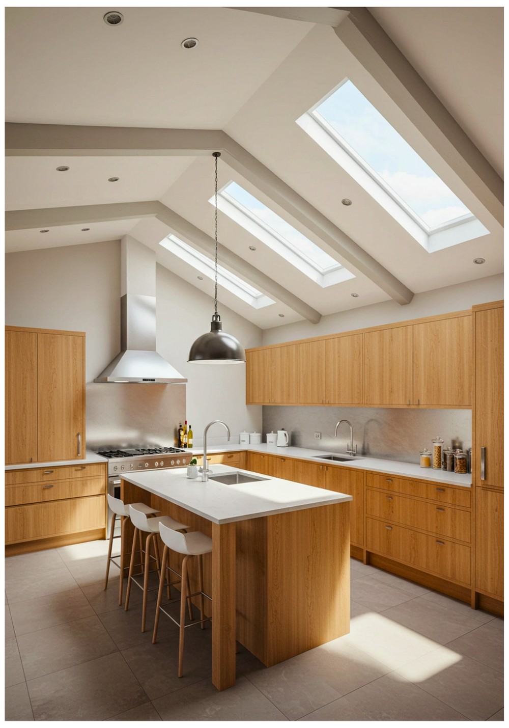 Vaulted Ceiling With Skylights