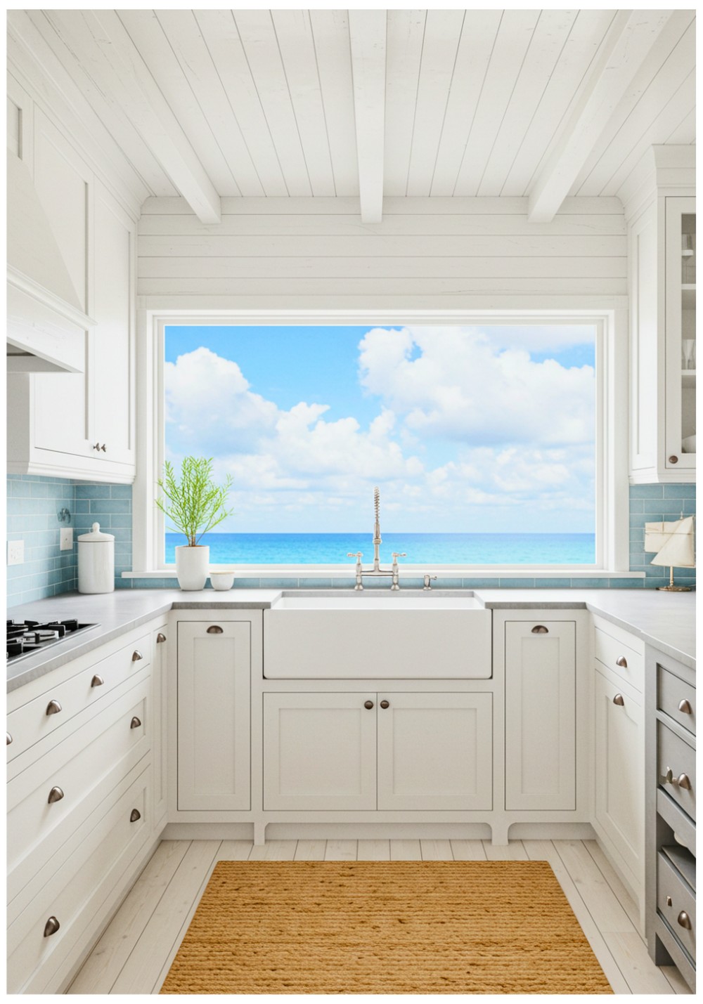 Shiplap White Painted Ceiling
