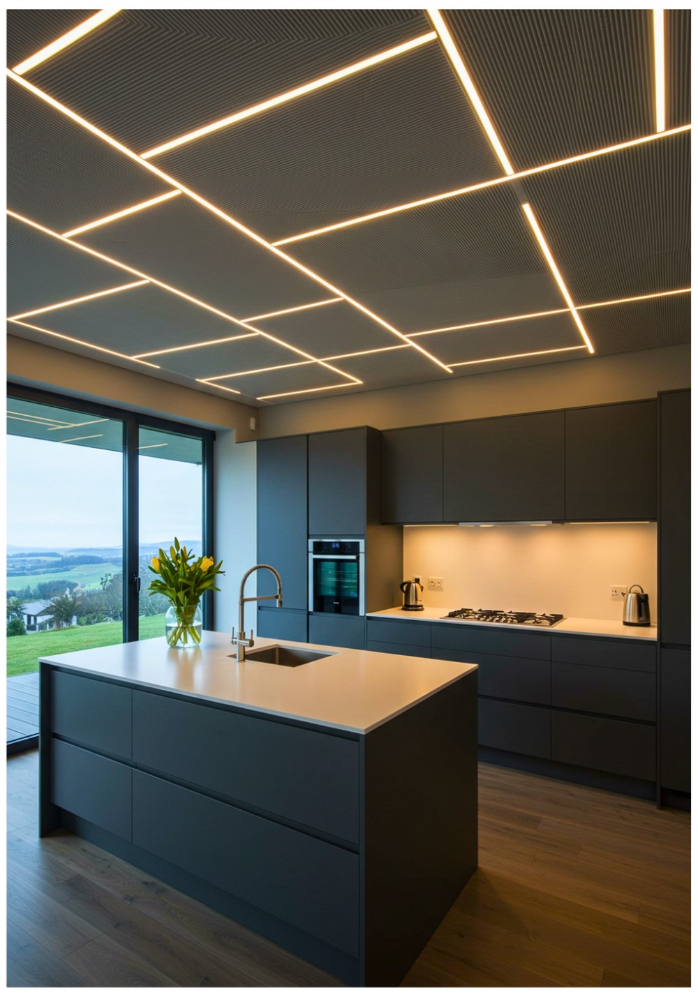 Coffered Ceiling With LED Strips