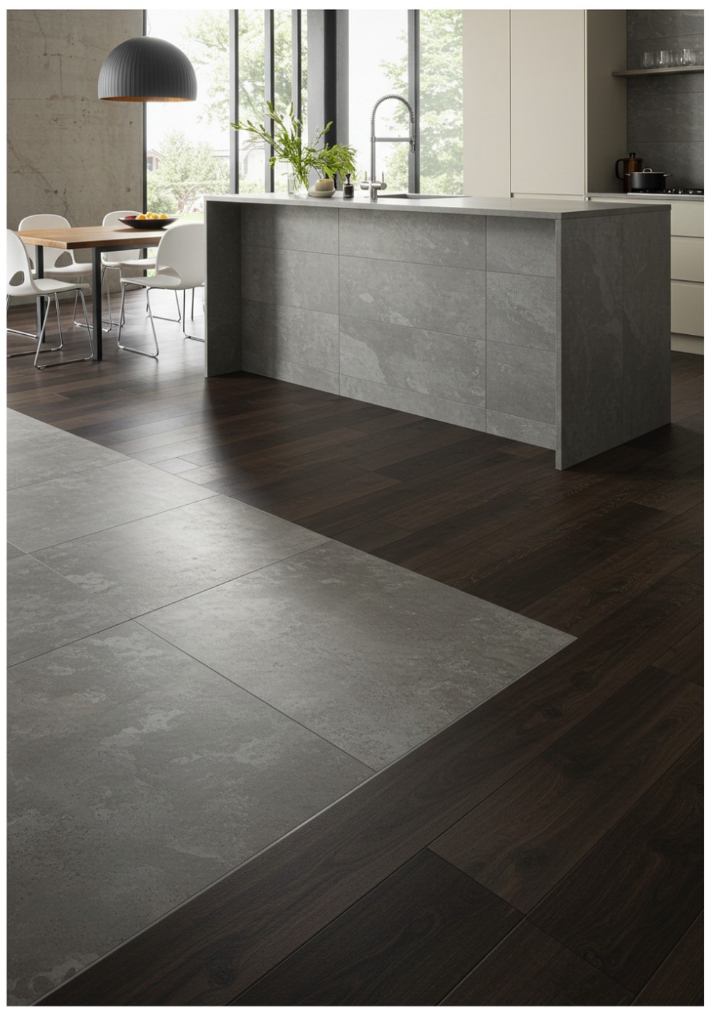 Modern Open Kitchen Flooring Materials