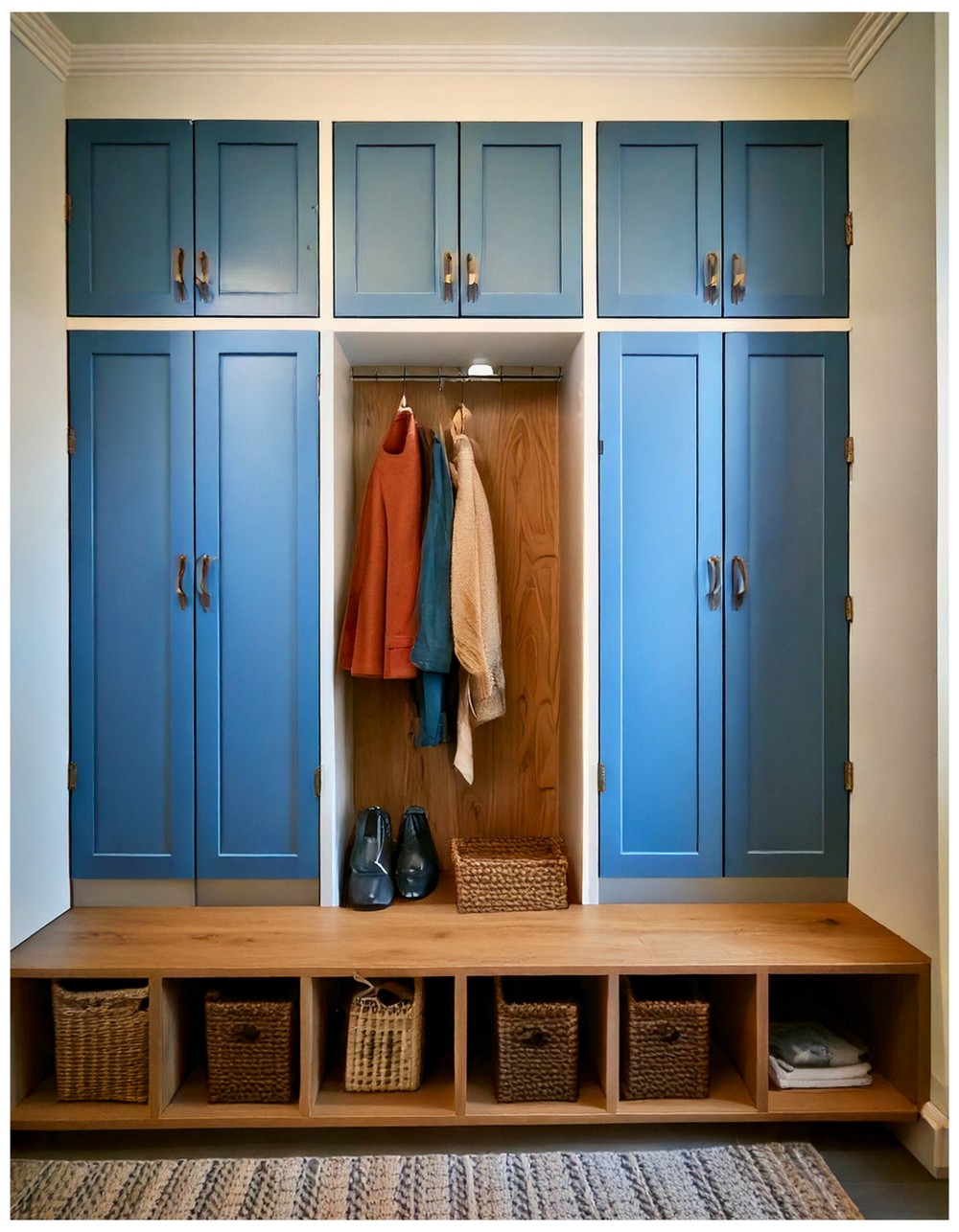 Two-Tone Mudroom Lockers with Upper and Lower Doors
