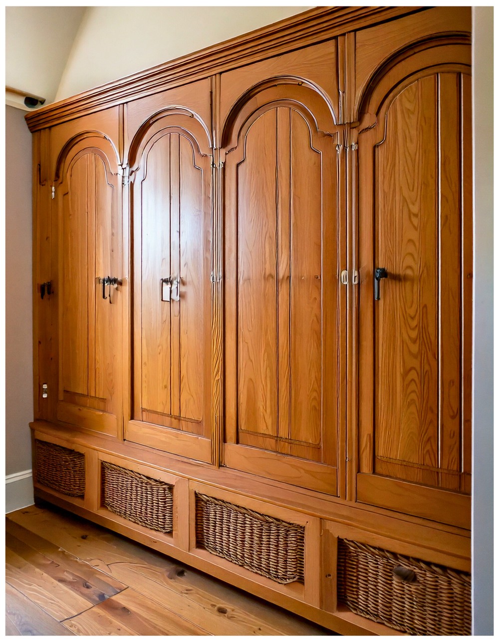 Traditional Mudroom Lockers with Arched Doors