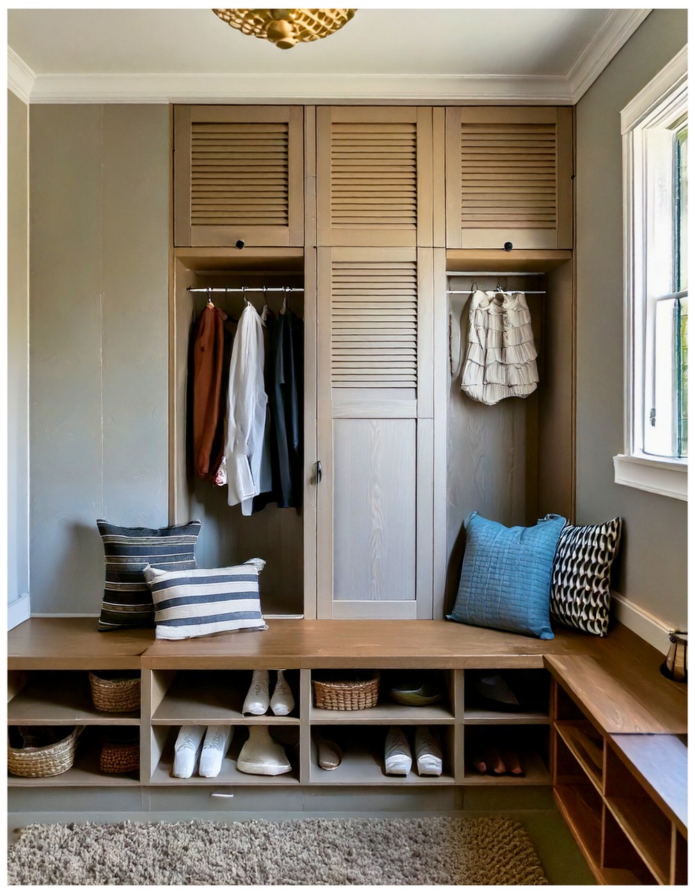 Mudroom Lockers with Louvered Doors