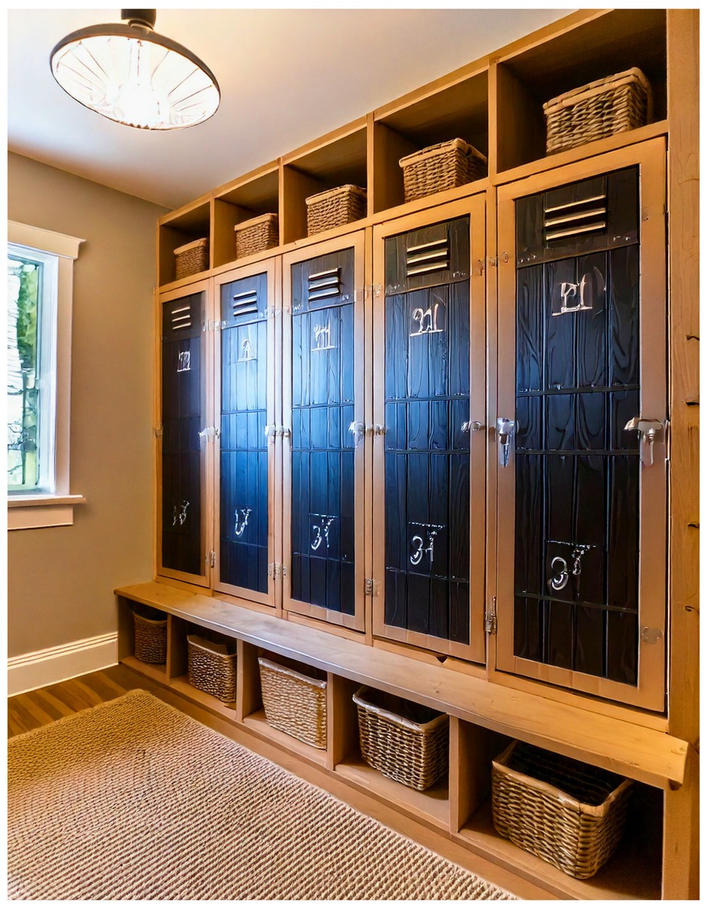 Mudroom Lockers with Chalkboard Doors