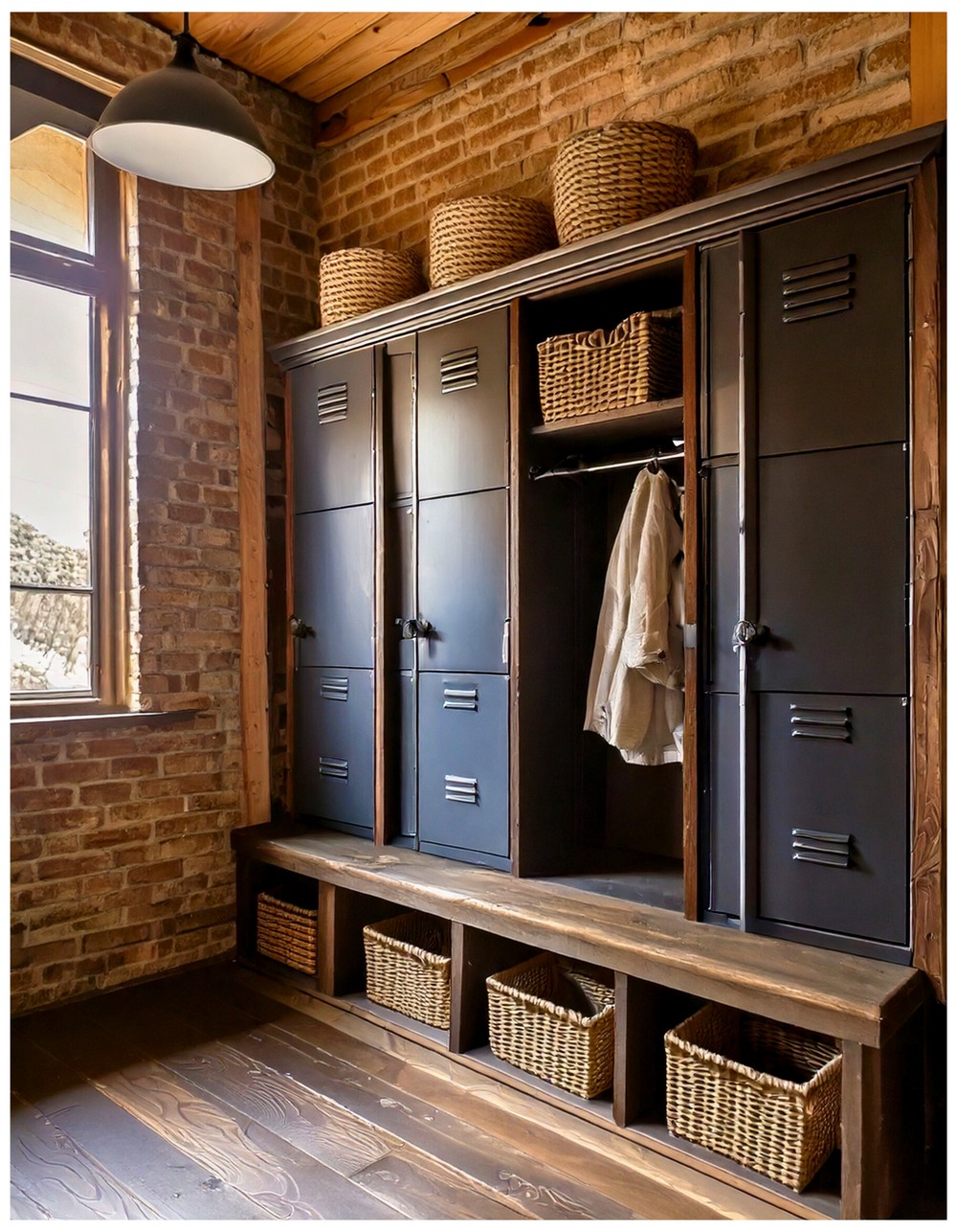 Industrial Mudroom Lockers with Metal Doors