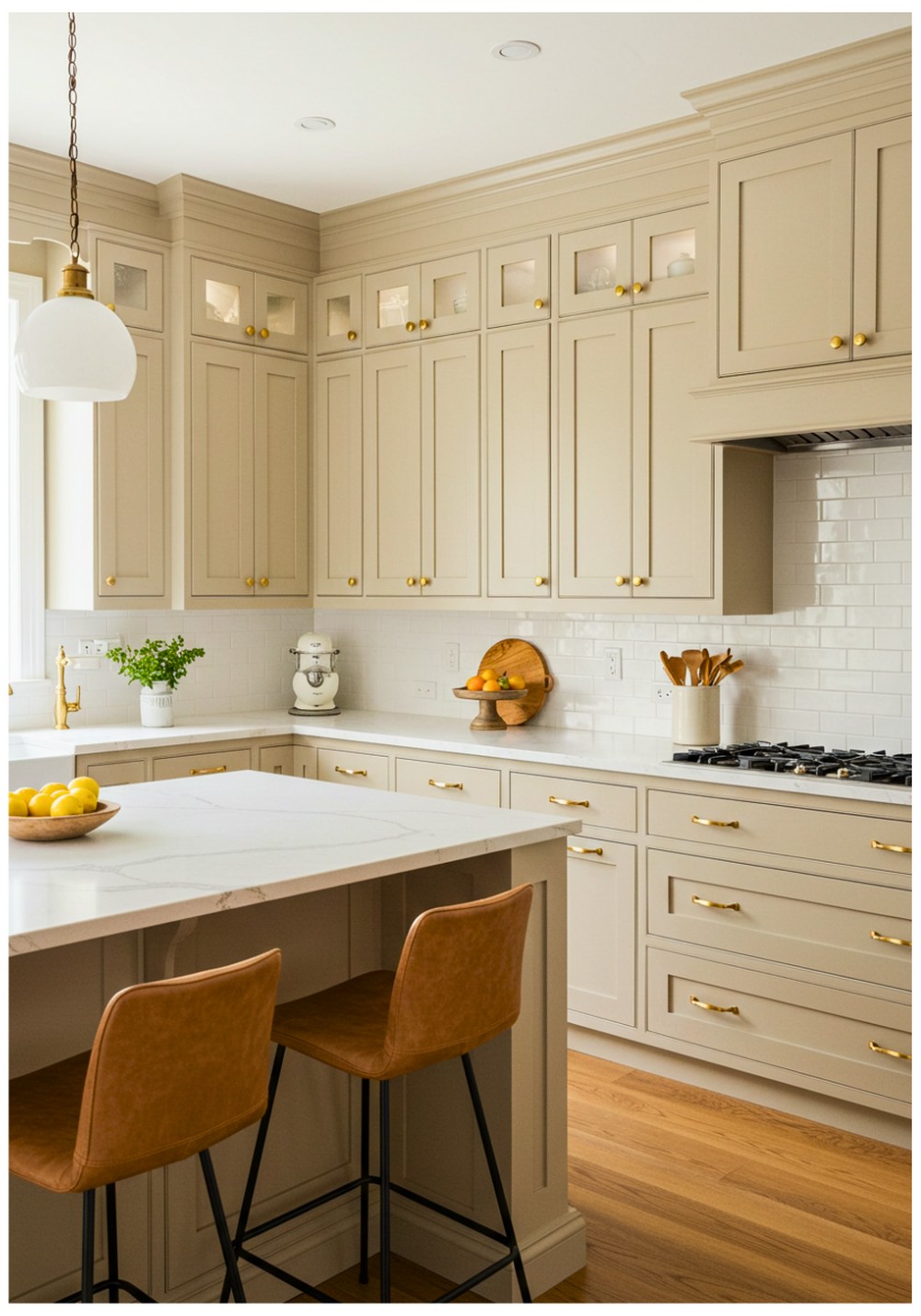 Transitional Sand Kitchen Cabinets