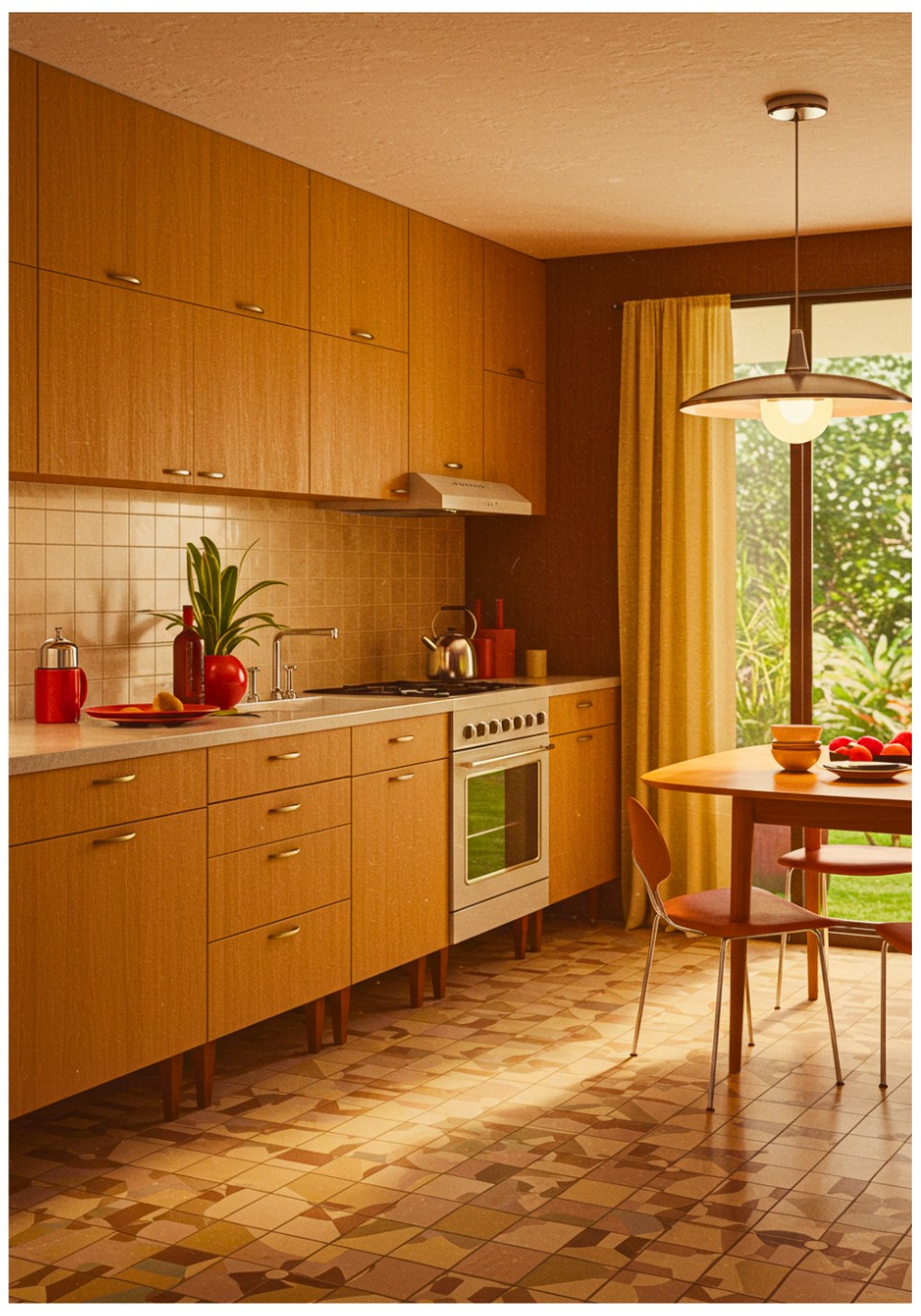 Midcentury Modern Sand Kitchen Cabinets